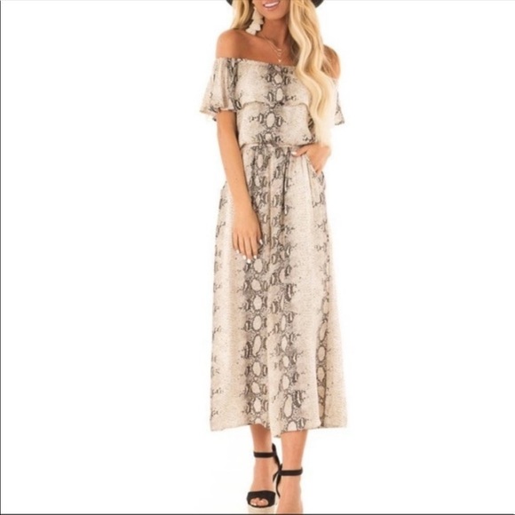 She and Sky Pants - She and Sky | Snake print ruffled top jumpsuit | M